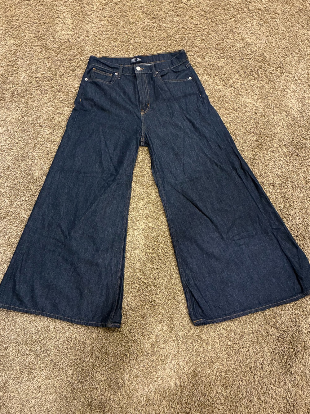 GAP Wide-Leg Dark Blue Denim Jeans Superlight Palazzo - Picture 2 of 16